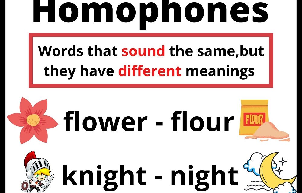 Homophones: Words which sound alike